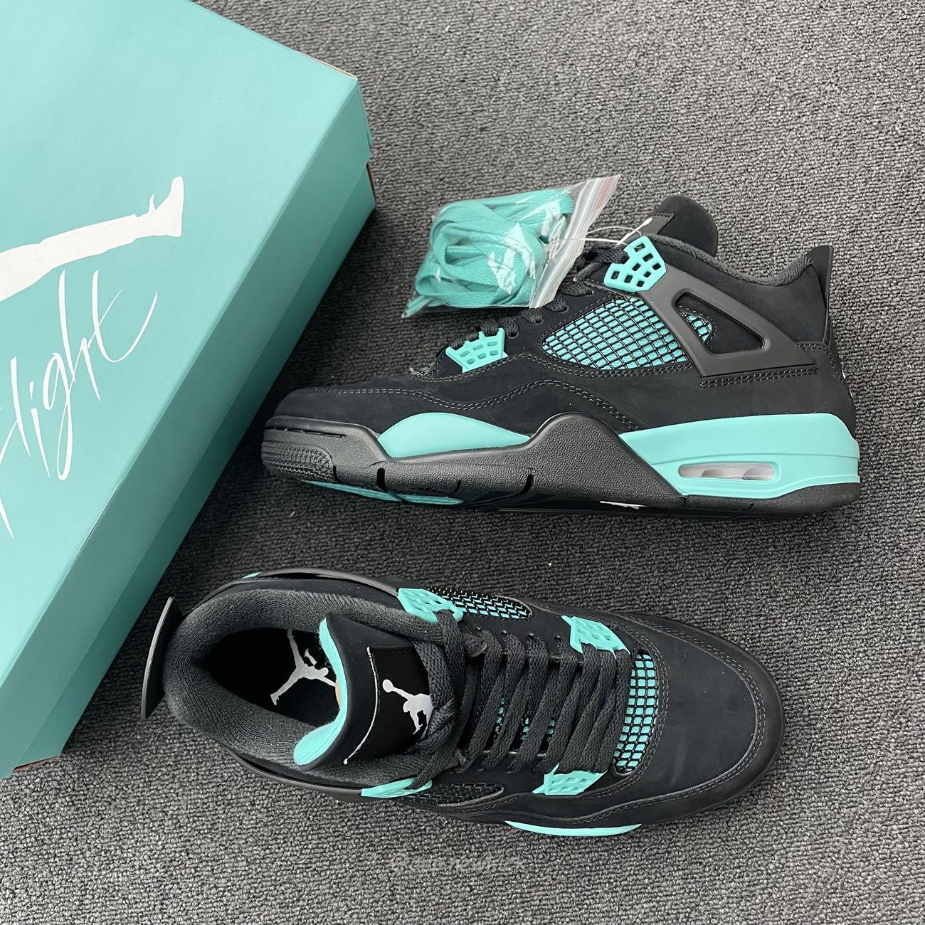 Air Jordan 4 Retro Tiffany Black Green (5) - newkick.vip